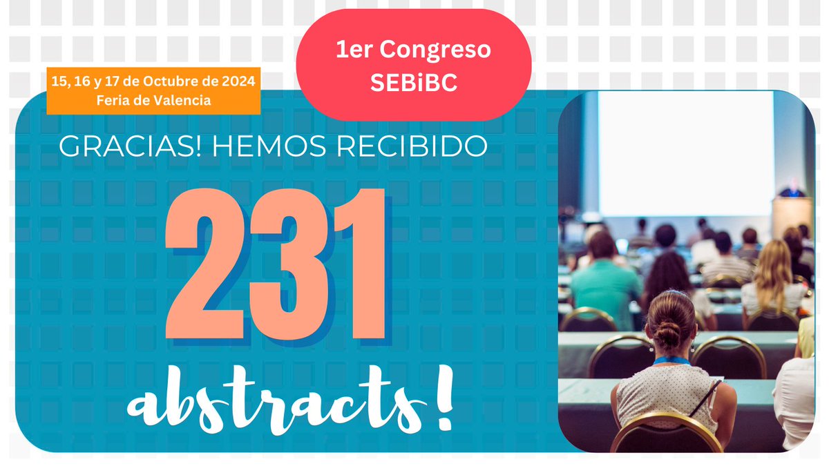 ¡El periodo de recepción de abstracts ha finalizado y hemos recibido 231 propuestas increíbles! 🎉 Gracias a todos los participantes. Estamos emocionados por la calidad y diversidad de las presentaciones que veremos en el #congresosebibc2024 🌟