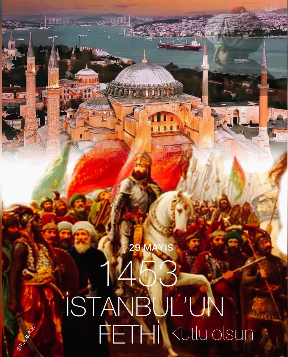 'Geceler vardır; dirilişe gebedir. Fecr olur. Şehr-i İstanbul feth olunur. Bir çağ kapanır. Bir çağ açılır.' ━ ━ Fatih'in emaneti, Peygamberimizin müjdesi 29 Mayıs 1453 #İstanbul'un Fethi kutlu olsun…