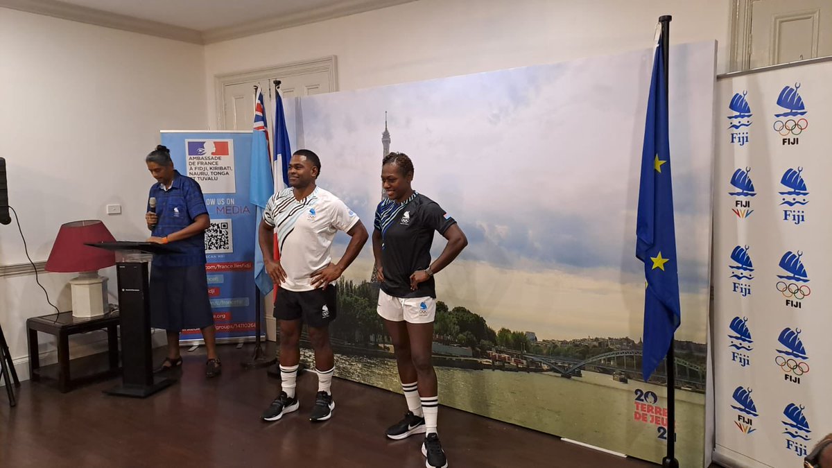 The #French 🇫🇷 Embassy in #Fiji 🇫🇯today hosted a Farewell cocktail reception for #TeamFiji to the #Paris2024 #Olympic Games 🏅. Event also coincided with the Official launch of the #TeamFiji Uniform to the #Olympics by #FASANOC. Big thank you to #ONOC as well for their support.