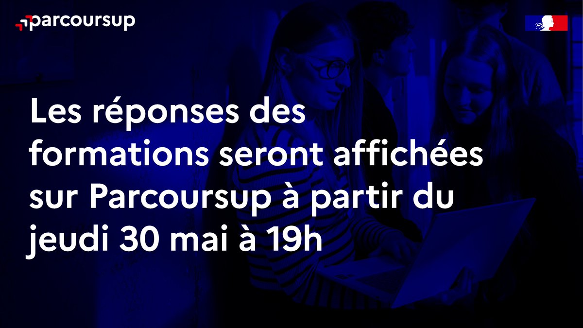 🚀 La phase d'admission #Parcoursup débutera jeudi 30 mai à 19h (heure de Paris).

💻 Les réponses des formations seront accessibles dans un premier temps en consultation seulement.
Vous pourrez agir sur votre dossier dans la soirée. 

Tous nos conseils : parcoursup.gouv.fr/candidater-sur…