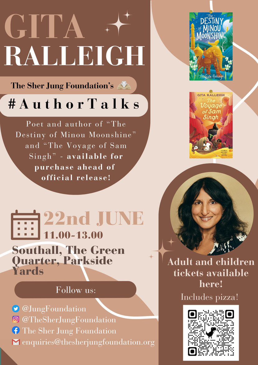 Gita Ralleigh गीता (@storyvilled) on Twitter photo Delighted to be part of this family event in Southall organised by the <a href="/JungFoundation/">The Sher Jung Foundation</a> !
We’ll be talking writing for young people, shared histories and how to encourage EVERY child to be a reader! Copies of both books will be on sale and 🍕 is included! Please share!! Delighted to be part of this family event in Southall organised by the <a href="/JungFoundation/">The Sher Jung Foundation</a> !
We’ll be talking writing for young people, shared histories and how to encourage EVERY child to be a reader! Copies of both books will be on sale and 🍕 is included! Please share!!