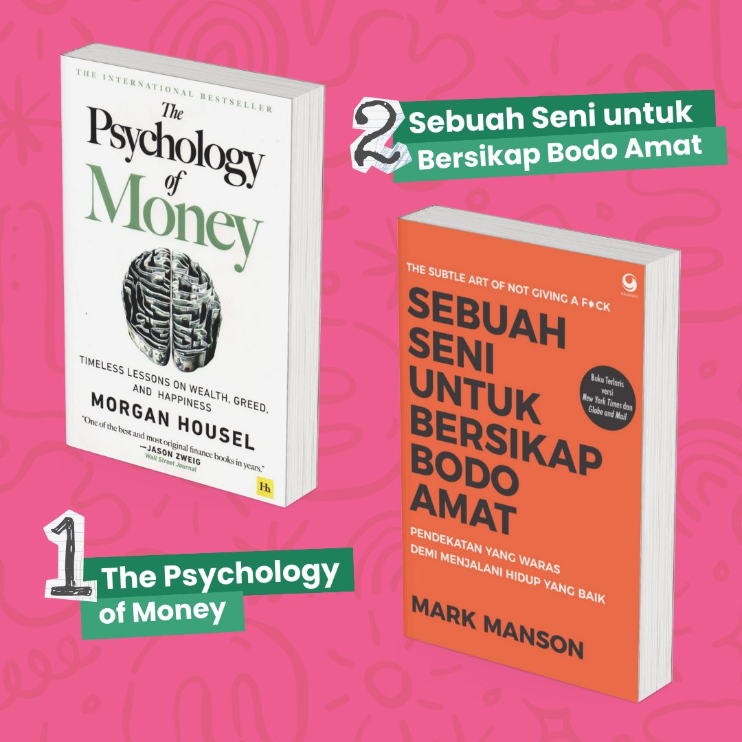 dudukbaca's tweet photo. [10 BUKU PALING SERING DIPINJAM]

Hai #bacawan, kira kira buku apa aja sih yang paling sering dipinjam??🤔

Yuk di slide, apa aja ya judul bukunya?📚

#bookstweet #rekomendasibuku #tereliye #selfimprovement #bacabuku https://t.co/Gg0UKzwpen