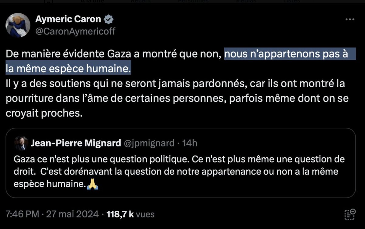 Aymeric Caron déclare ne pas appartenir « à la même espèce humaine » que ceux dont il désapprouve les opinions sur Israël.
Au-delà de l’indignation légitime que suscite un propos aux relents immondes, et de la reprise par un insoumis de l’entreprise de déshumanisation du...