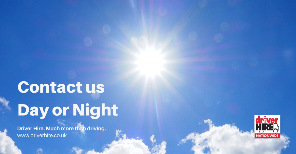 The sun has reached its highest position
in the sky, meaning we can enjoy the
longest period of daylight! Although
daylight hours are changing, our 24/7
service won't. Here 365 days a year, rain,
shine, night or day - it’s just 1 things that
makes Driver Hire different!