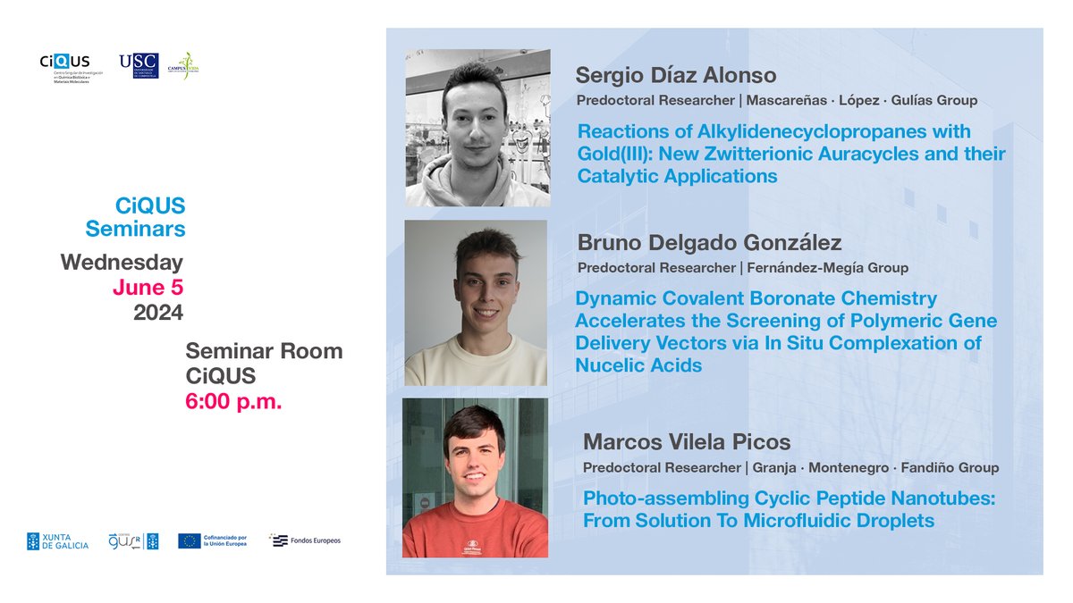 Next #CiQUSseminar: 🗣️ Sergio Díaz | Bruno Delgado | Marcos Vilela 📆 WEDNESDAY, June 5, 6:00 pm 📌 CiQUS Seminar Room
