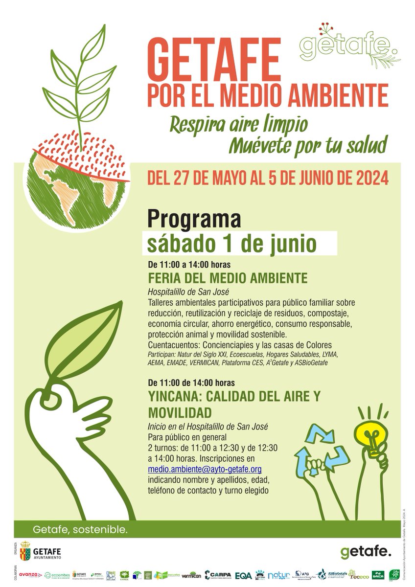 LymaRedsocial's tweet photo. 📢 ¡No te pierdas la FERIA DE MEDIO AMBIENTE! Este sábado 1 de junio en el Hospitalillo de San José de 11:00 a 14:00 h.
Talleres de fabricación de nuevos objetos con materiales reutilizados, cuentacuentos y muchas sorpresas para toda la familia.🎨📚 ¡Te esperamos! https://t.co/mmWTShNyjT