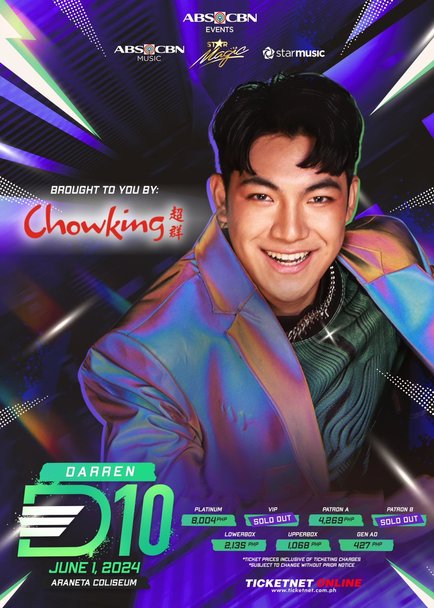 MALAPIT NA ANG D’ BEST CONCERT EXPERIENCE 💚 Mabusog sa performances and sarap treats as @chowking_ph joins @Espanto2001's 10th anniversary concert! Chowlebrate with us this June 1, 2024 for #D10 live at the Araneta Coliseum! See you at the Green Gate for the Chowking Chao