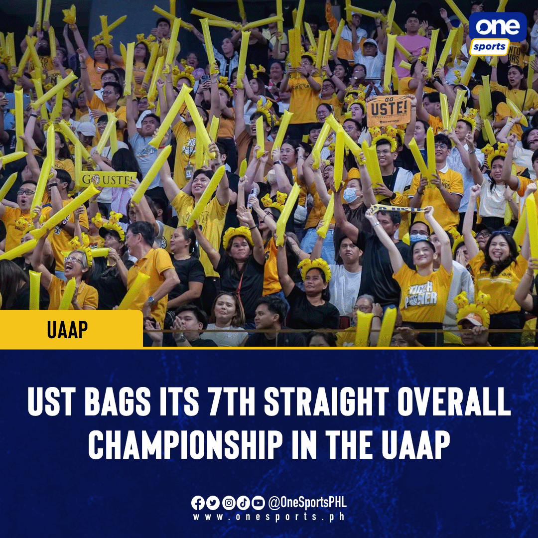 NASA ESPAÑA PA RIN ANG KORONA 👑
 
Growling finish for UST as the Tigers emerge on top once again, winning their seventh-straight UAAP General Championship this Season 86! 

#UAAPSeason86 #UAAPonOneSports #FuelingTheFuture