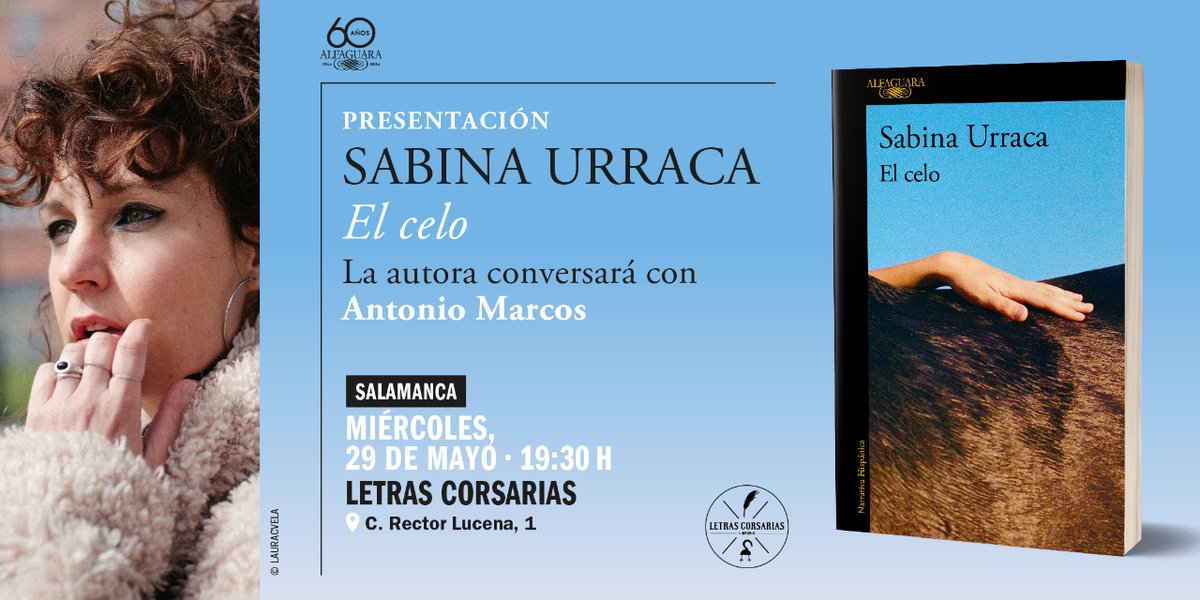 🗓️ HOY Sabina Urraca presenta «El celo» junto a Antonio Marcos en @LetrasCorsarias.

¡Os esperamos a las 19:30h! 

#Presentación #Salamanca #ElCelo