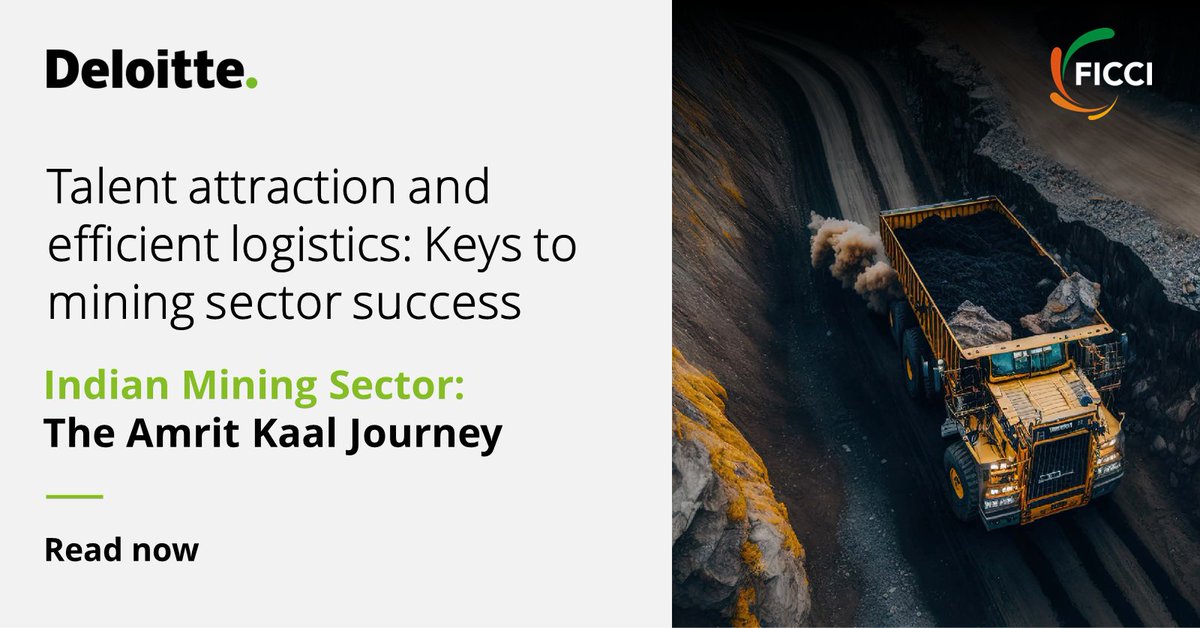 DeloitteIndia's tweet image. Explore the recommendations outlined in the Deloitte India-FICCI report on #talent attraction and mineral evacuation in India's #miningsector. From enhancing workforce diversity to implementing upskilling programmes, (cont) deloi.tt/3yNVqyN