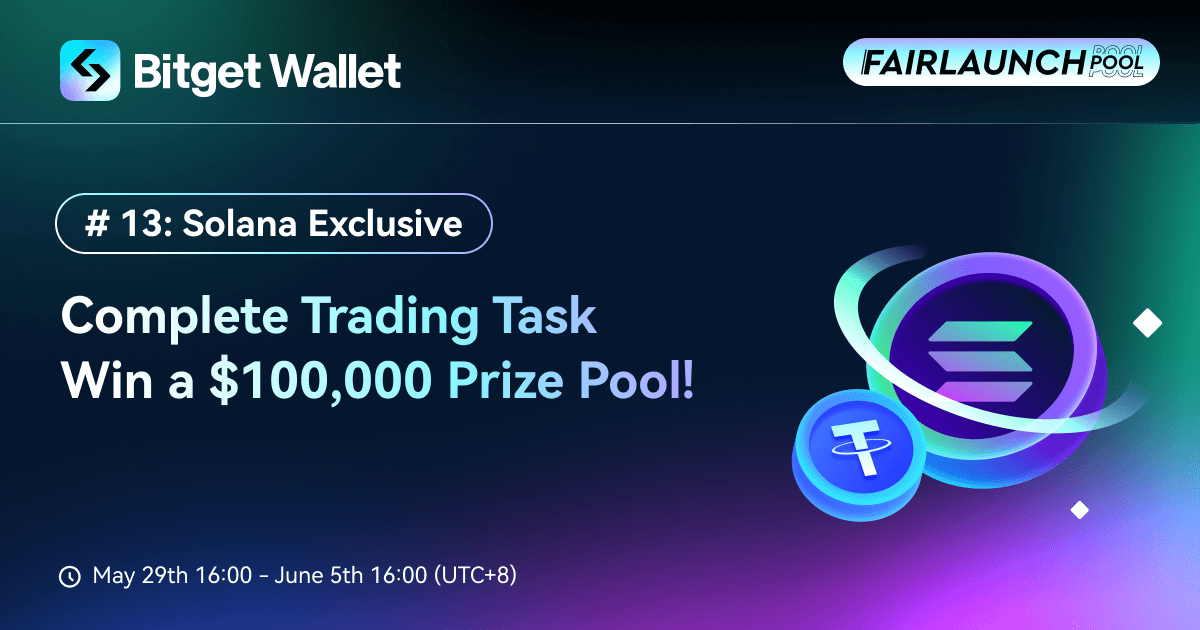 🚀 The long awaited #FairLaunchpool's 13th edition is now LIVE! This time we are teaming up with @solana to bring you a total prize pool of $100,000!🤩 👥 Gear up to complete trading tasks on #Solana for a chance to share $80,000! Moreover, by inviting new users to join in, you