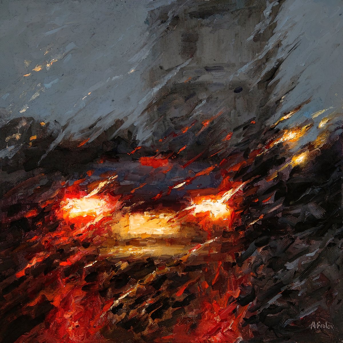 kznsq's tweet photo. Late Evening, One of my oil paintings https://t.co/mdtBYrzWTZ