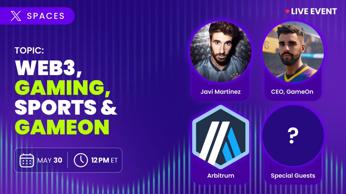1⃣ DAY TO GO! Gear up for the BIG live stream with @arbitrum, our CEO, @gameonmatty and @Javi8martinez (player - @FCBayern, @AthleticClub, & World Cup champion @SEFutbol) ⚽️🏆 We'll be diving into web3, gaming, sports, & more! 🗓️ May 30th | 12 PM EST 📍sanko.tv/arbitrum