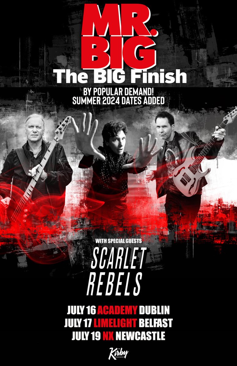 Hell yeah! @ScarletRebels will be joining the legendary @mrbigmusic for a short run of dates in July!🤘 16th July - Academy, Dublin 17th July - Limelight, Belfast 19th July - NX, Newcastle Tickets on sale now!🎟️