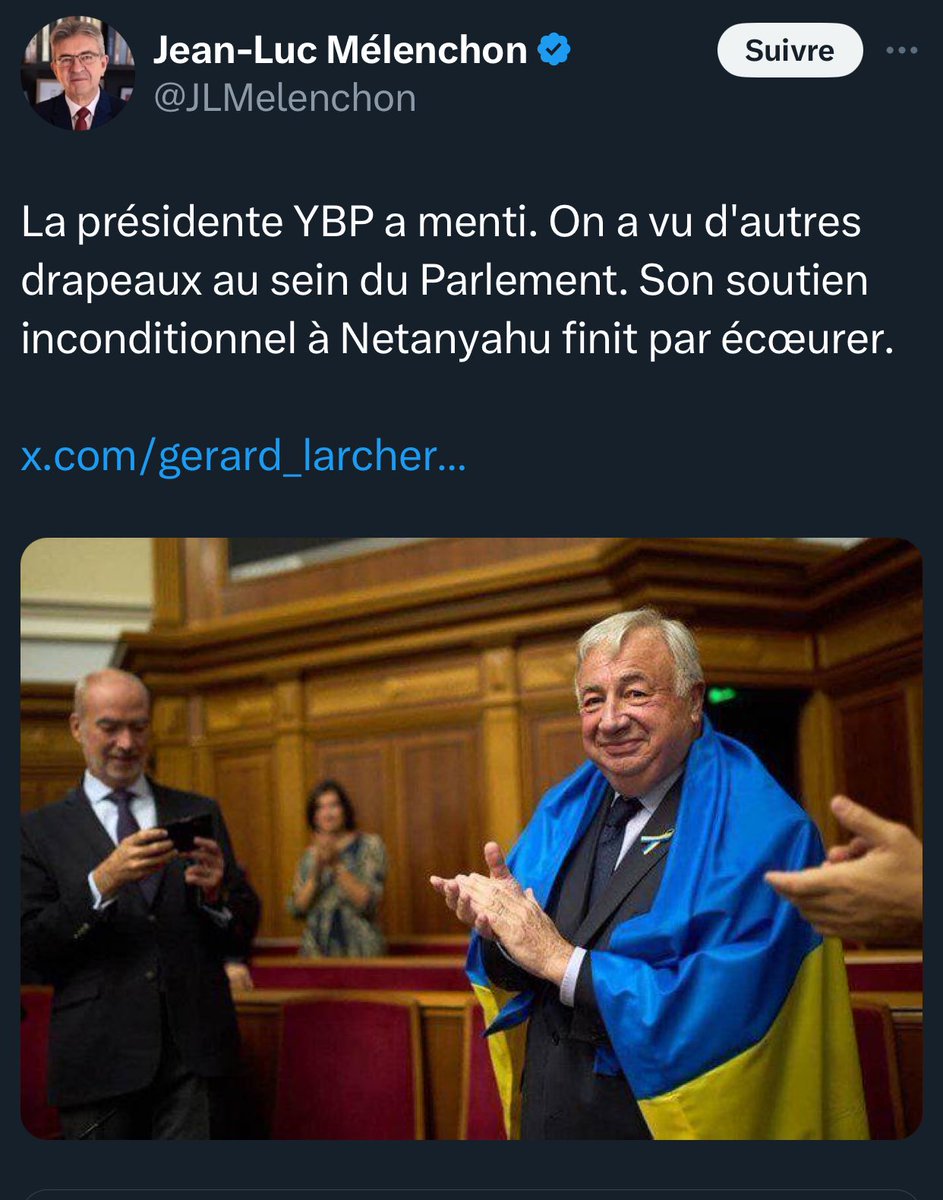 Jean-Luc Mélenchon est un menteur.

Cette photo du Président Larcher a été prise au sein de la Rada, le Parlement Ukrainien.

L’extrême gauche ment à longueur de journée.