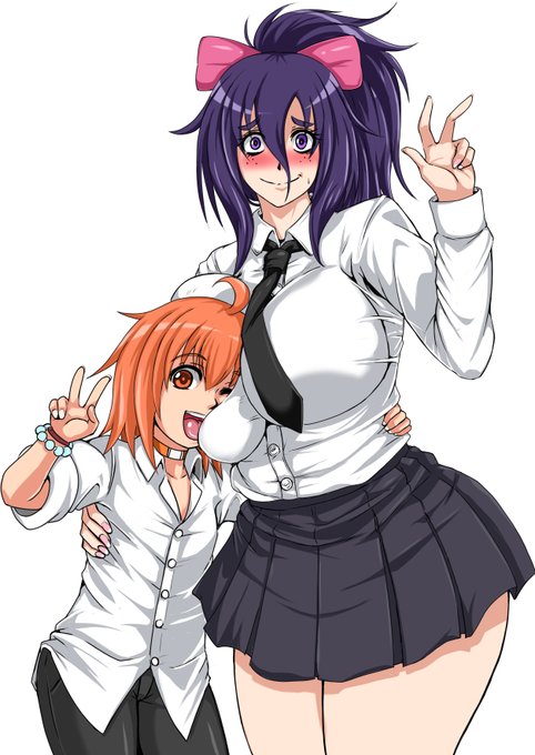 デカ女とチビ男、根暗高身長女子と陽キャ遊びまくりのショタ(っぽい同級生)という自分の好きなもの詰めたコンビ これももう古い絵だな 