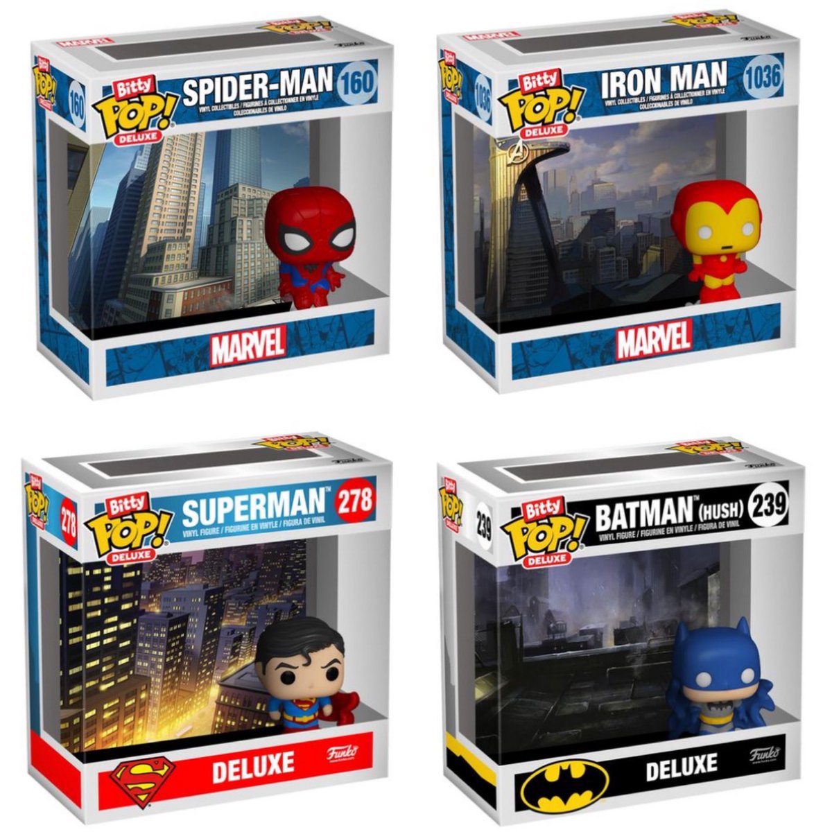 First look! A brand new line for Funko with the new Bitty POP! Deluxe Funko POPs! Featuring Batman, Iron Man, Spider-Man and Superman! Thanks @RockOsiris ~ #BittyPOP #FPN #FunkoPOPNews #Funko #POP #POPVinyl #FunkoPOP #FunkoSoda