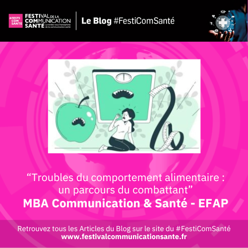FestiComSante's tweet photo. 1️⃣Notre 1er sujet de ce jour :
"Troubles du comportement alimentaire : un parcours du combattant"
🚀Rédigé par les étudiants du MBA Communication & Santé @efap_
🔎A découvrir sur notre Blog #Festicomsante
➡️https://t.co/gGUR5Oy2G6
#TCA #boulimie #anorexie #troublesducomportementalimentaire #eatingdisorder #sensibilisation #stigmatisation #prévalence