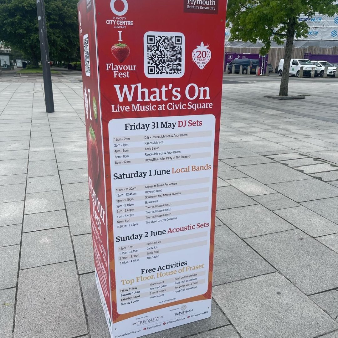 FlavourFestSW's tweet image. Preparations are underway for Flavour Fest which starts this Friday 31 May in @PlymCityCentre! 🙌

Check out a new addition to this year's site with the information towers that are loaded with everything you need to know about the event!
flavourfestsw.co.uk