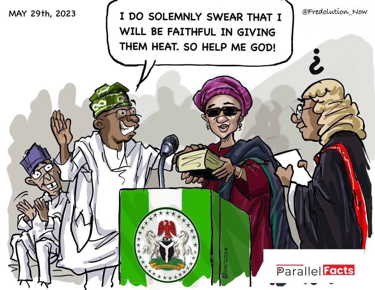 ParallelFacts Cartoon Of The Week Caption: Sowing his Wild ‘OATHs Art Inspired by @Fredolution_Now #May29th #Democracy #Tinubu #Nigeria