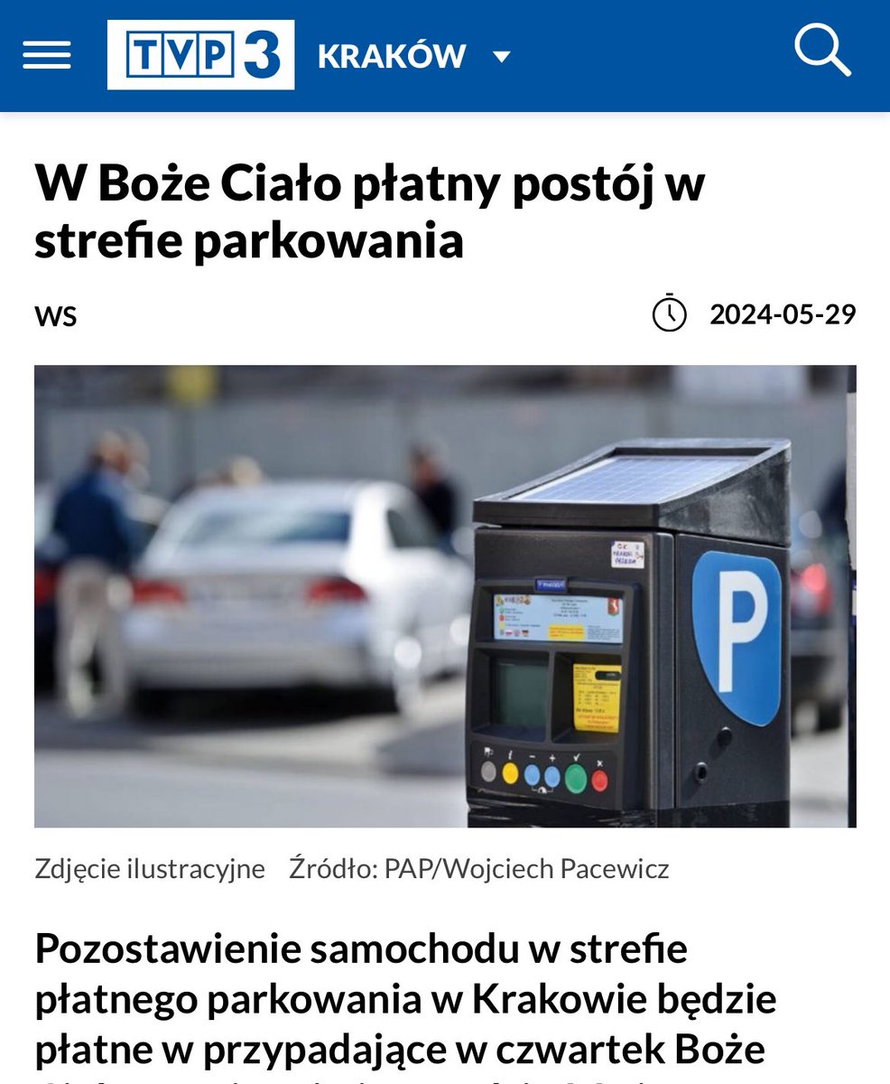 Spokojnie. To tylko Kraków. Prosamochodowy @ZDM_Warszawa za chwilę się pochwali, że u nas ciągle w weekendy i święta bezpłatnie. 
Bezpłatny to mógłby w tych dniach być transport zbiorowy.