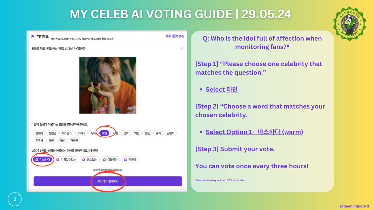 Dear TAEMates 💌

Please vote for Taemin on @mycelebsstar as part of your routine voting/ collecting 🙏

Here is a guide for the latest vote that Taemin is part of ⬇️

My Celeb Star is helpful for increasing Taemin's social index, part of brand reputation. As well as this,