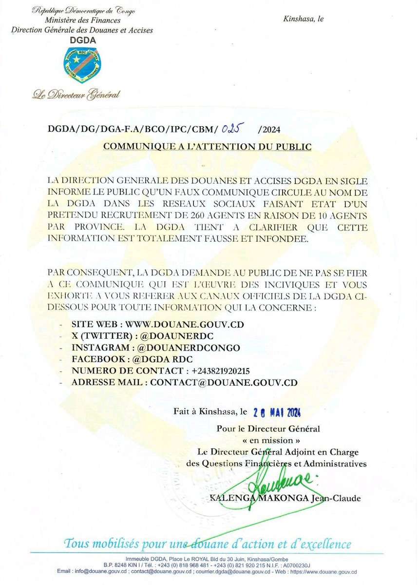 MamboKinsengwa's tweet image. #RDC | #DGDA | @DOUANERDC 
_
COMMUNIQUÉ