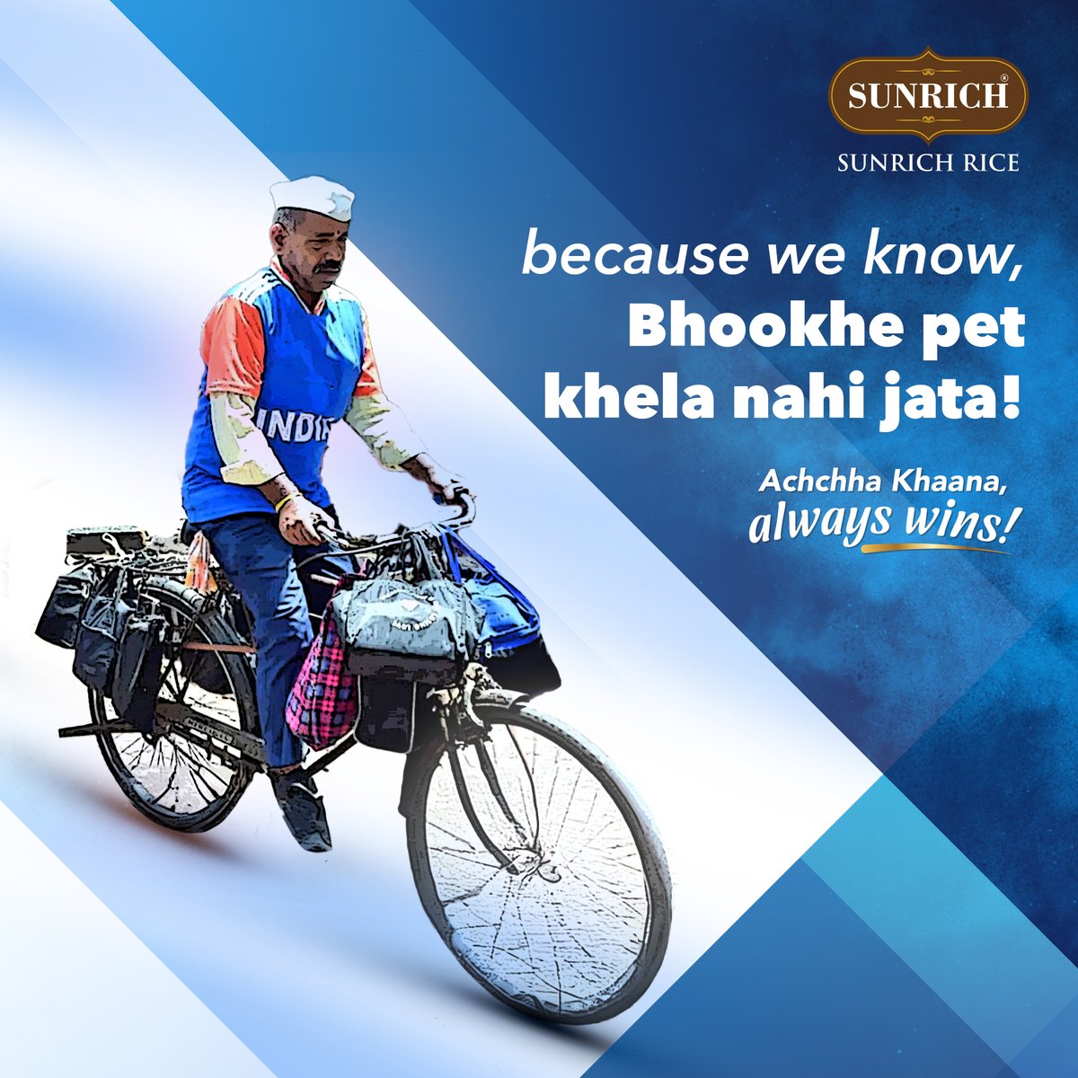 The #Dabbawalas of Mumbai are ready to cheer India!
Are you ready?

Try everyone's favorite #SunrichRice bcoz we know bhookhe pet khela nahi jata!

This game is going to be epic because #AchchhaKhaanaAlwaysWins
Stay Tuned!

#SunrichBasmati #WeAreRicing #RohitSharma #CheerForIndia