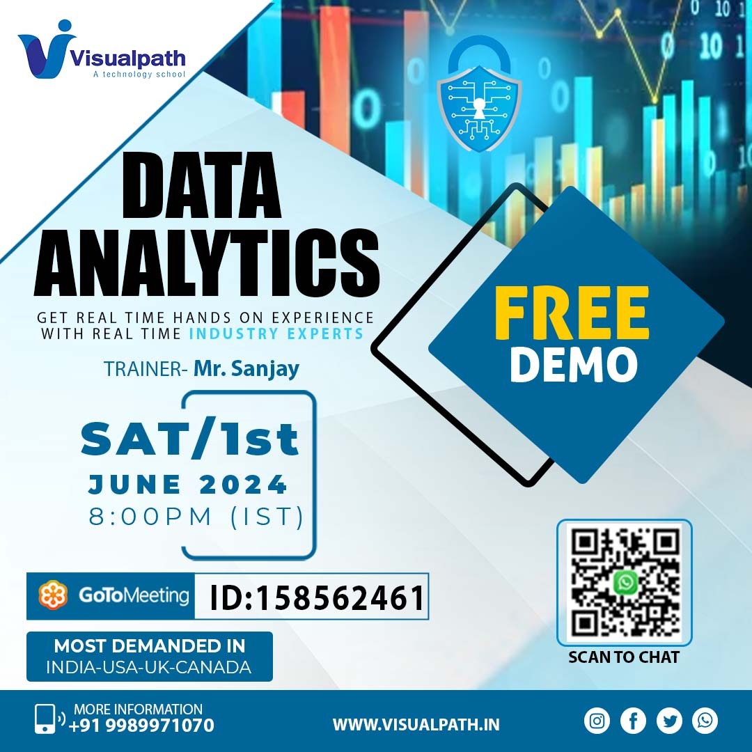 VisualpathPro's tweet photo. Join Now: https://t.co/vFBdKeJqy8
Attend Online  #FreeDemo #DataAnalytics 
Demo on: 1st June, 2024 @ 8:00 PM (IST)
Call us: +91 9989971070
WhatsApp: https://t.co/n8JEQbFPM7
Visit: https://t.co/imW625SYnm 
#Tableau #PowerBI #SAS #ApacheSpark #Python #QlikView #dataanalyst https://t.co/4Tv6atFtIi