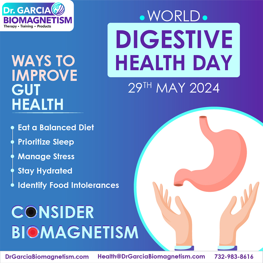 Today, we spotlight the importance of #digestivehealth. A #balanceddiet, regular sleeping habits, managing stress etc are key to a #healthygut. Biomagnetism helps maintain quality of life.Let's commit to healthier habits and better #wellbeing. Your #gut matters!
#DigestiveSystem