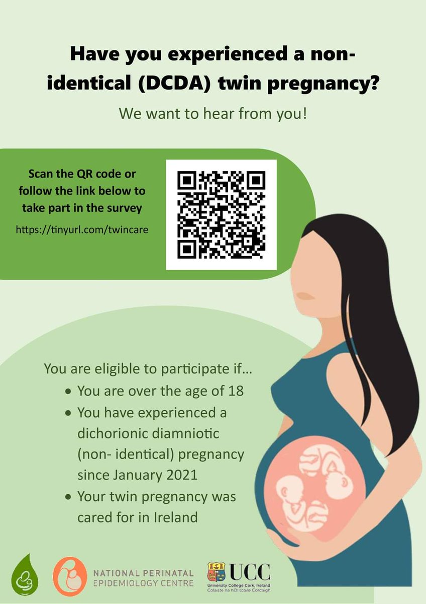 Have you had a DCDA Twin Pregnancy in Ireland in the last 3 years? Can you help us evaluate and improve care pathways #TwinPregnancy #Research #ImprovingOutcomes 
ucc.qualtrics.com/jfe/form/SV_bB…