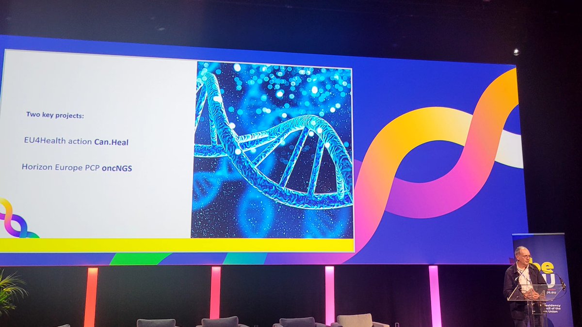 He presented the example of two ambitious projects that we at @sciensano have the honour to lead: @oncNGS (innovative procurement of Next Generation Sequencing (NGS) solutions for #cancer), and @CanHealeu (building the EU cancer and public health genomics platform). 2/2 #EU2024BE