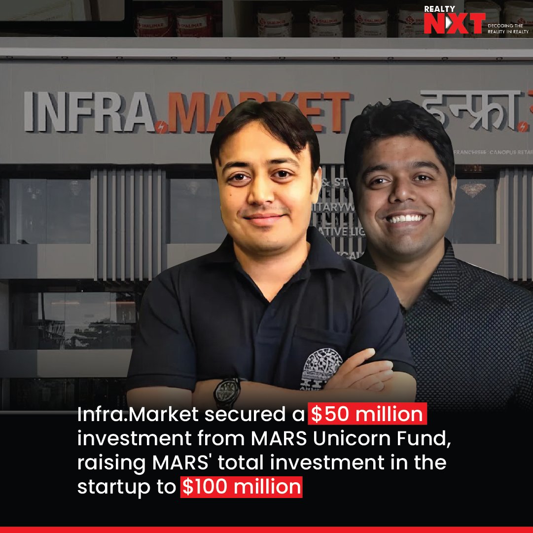 #News | MARS has doubled down on its commitment to @InfraMarket_, bringing their total investment to $100 million!  

#RealtyNXT #Startup #Funding #GlobalExpansion #MARSventures #Construction