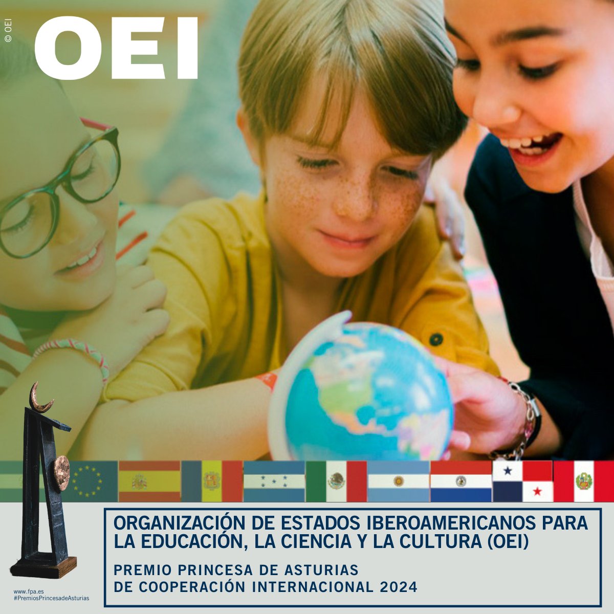 #ÚLTIMAHORA: La Organización de Estados Iberoamericanos para la Educación, la Ciencia y la Cultura (OEI) ha sido galardonada con el Premio Princesa de Asturias de Cooperación Internacional 2024. #PremiosPrincesadeAsturias @EspacioOEI