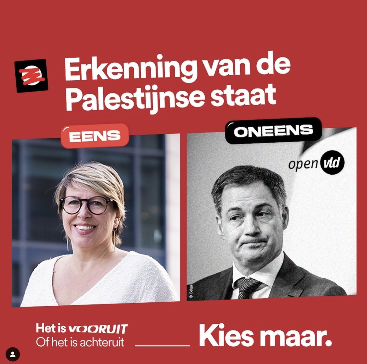 <a href="/vooruit_nu/">Vooruit</a>  is federaal en in Bxl, waar het mee regeert, een voortrekker in de steun voor Palestina. Caroline Gennez veroordeelt consequent het geweld in Gaza. Ze riep al in maart op om de Palestijnse staat te erkennen. De liberalen lieten die historische kans vorige week liggen