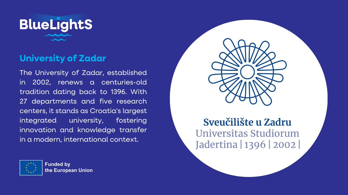 🌍📘 Partner Highlight: The University of Zadar is upscaling blue education in Croatia with expertise in #oceanliteracy and EMSEA-Med coordination.

👉blue-lights.eu

#BlueLightS