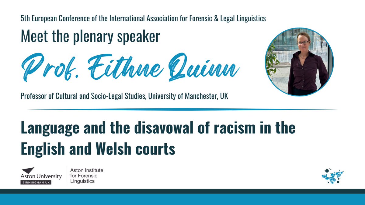 The second #IAFLL2024 plenary speaker is Prof Eithne Quinn from the University of Manchester, who will discuss language and the disavowal of racism in the English and Welsh courts.
🗓️ Tuesday 25/06, 09:30-10:30