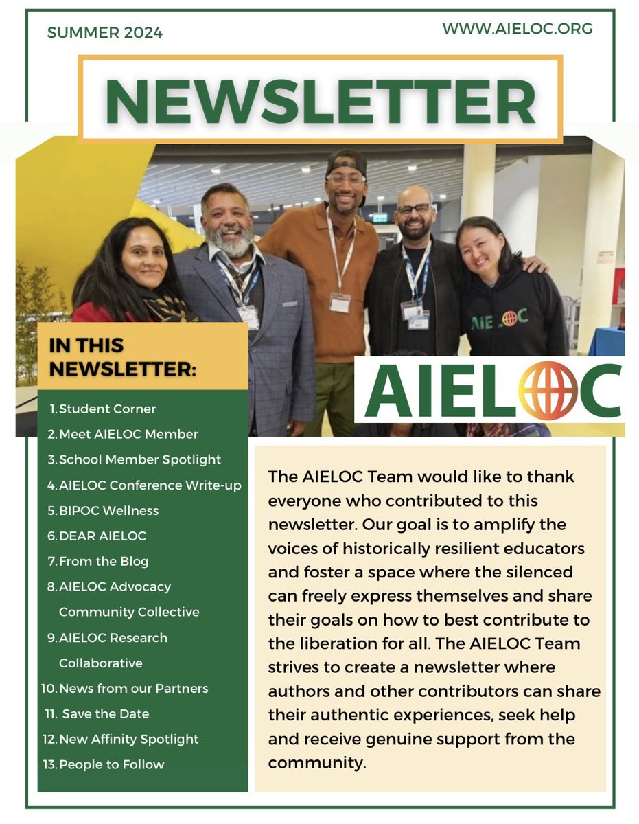 KDSLGlobal and AIELOC (@globalkdsl) on Twitter photo The AIELOC Summer 2024 Newsletter is out!!
aieloc.org/aieloc-summer-…
Shout out to the AIELOC Fellows for taking the lead on this newsletter!!! #intlELOC <a href="/identityshaper/">Kwame Sarfo-Mensah 🇬🇭🇺🇸</a> @NayoungWeaver @MsMarlaHunter @NayoungWeaver <a href="/ITinubu/">Iyabo Tinubu</a> <a href="/KristinaPennell/">Kristina Pennell-Götze (she/her)</a> <a href="/kruu_sulwyn/">Sulwyn (they them)</a> The AIELOC Summer 2024 Newsletter is out!!
aieloc.org/aieloc-summer-…
Shout out to the AIELOC Fellows for taking the lead on this newsletter!!! #intlELOC <a href="/identityshaper/">Kwame Sarfo-Mensah 🇬🇭🇺🇸</a> @NayoungWeaver @MsMarlaHunter @NayoungWeaver <a href="/ITinubu/">Iyabo Tinubu</a> <a href="/KristinaPennell/">Kristina Pennell-Götze (she/her)</a> <a href="/kruu_sulwyn/">Sulwyn (they them)</a>