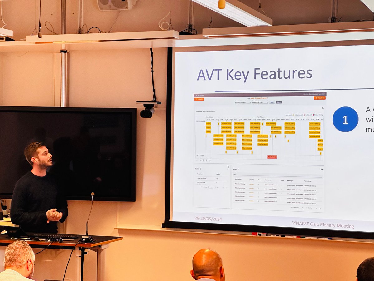 AegisITResearch's tweet photo. Day 2 at the #SYNAPSE plenary in Oslo: Chronis Ballas is presenting our Advanced Visualisation Toolkit and the key features.
#AEGIS #AVT https://t.co/hgcDDxPgRh