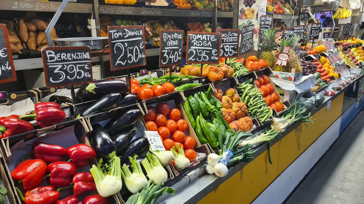 #AlphabetChallenge
#WeekV 
V is for Vegetables 
Many fresh vegetables are for sale at this covered market in #Malaga