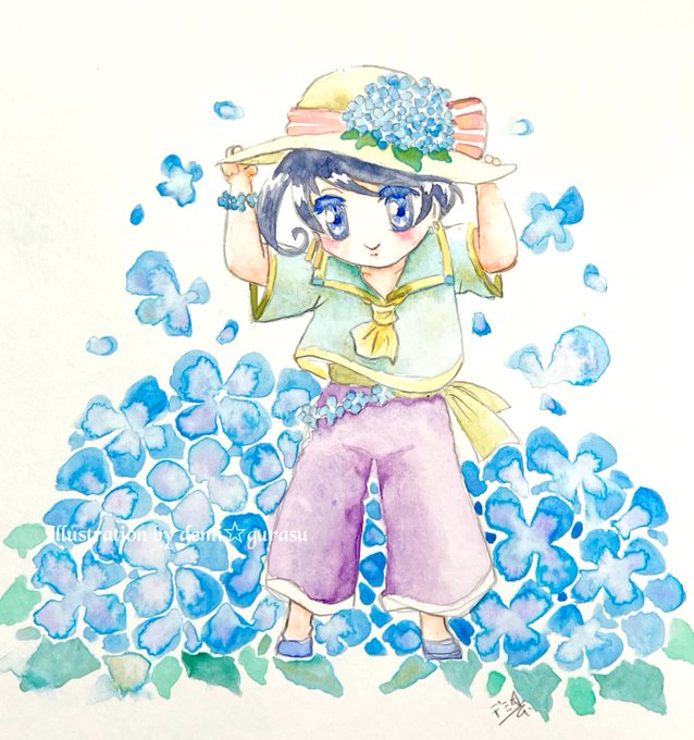 「blue eyes flower」 illustration images(Latest)｜5pages
