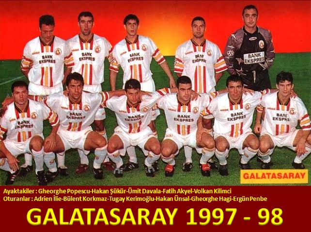 1️⃣2️⃣. Şampiyonluğumuz 1997-98 #TeknikDirektör: Fatih Terim #Kadromuz: Kaleciler : 1 Volkan Kilimci, 12 Cengiz Dülgeroğlu, 30 (Pierre Esser), 38 Serkan Boyar Savunma : 3 Bülent Korkmaz (Kaptan), 4 Vedat İnceefe, 5 Gheorghe Popescu, 11 Hakan Ünsal, 14 Fatih Akyel, 16 Feti Okuroğlu,