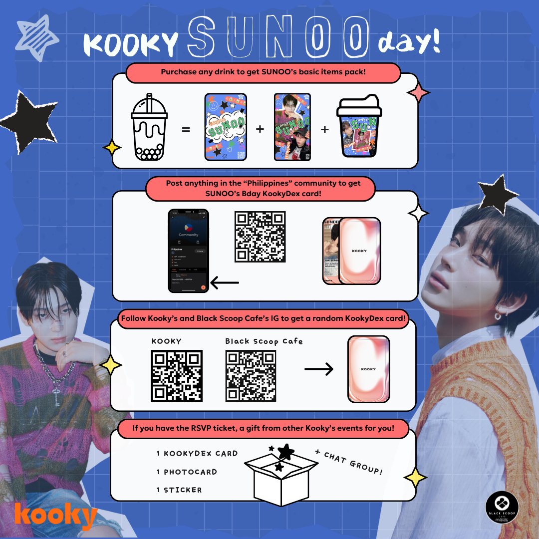 kooky__official's tweet photo. ๐#Kooky_SUNOO_Day - in Quezon City Philippines
@blackscoopcafe #ENYPEN #SUNOO
โ
Be sure to follow the guidelines in the photo to maximize your experience! ๐
๐Event info:
๐https://t.co/t5tJiIxceF
Use the link to RSVP for the event!
๐๏ธ June 8th, 2024
๐Black Scoop Cafe
Scout Borromeo, corner Tomas Morato Ave, Quezon City, 1103 Metro Manila, Philippines
โฐ 2-5 PM
โ
Check out the event page in the website, new feature!!
https://t.co/JBrocuw3yA
#KookyBdayCafe_June #KookyBdayCafe_Quezon #KookyEvent