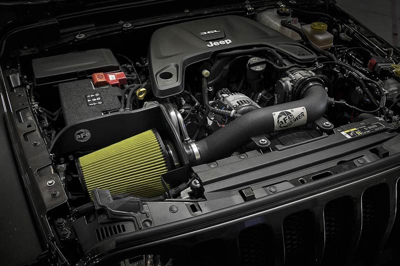 4WheelOnline's tweet image. The #aFePower Magnum Force #ColdAirIntake System offers enhanced #performance for your Jeep. It can increase the vehicle's #airflow and improve #horsepower. The kit features the Pro GUARD-7 and Pro DRY-S, including other parts, such as the throttle body spacer and cleaning kits.