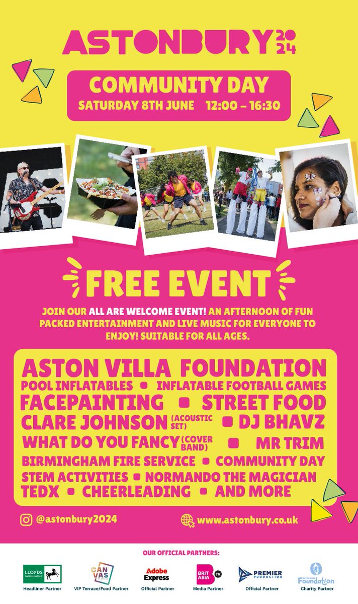 Get ready for Astonbury 2024! A complimentary, joyous community festival brought to you by supporters of LoveBrum, @AstonUniversity. It's going to be a fantastic day, brimming with melody, activity, culinary treats, and hopefully, glorious sunshine! 🌞 #Astonbury2024