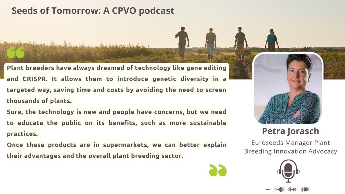 🎙️🌱 Our Manager Plant Breeding Innovation Advocacy, Petra Jorasch, joined the latest @CPVOTweets podcast to discuss #innovation in #plantbreeding, the regulatory status of the EU #NGTs proposal, and the next steps. Petra also shared an inspiring message for young people starting