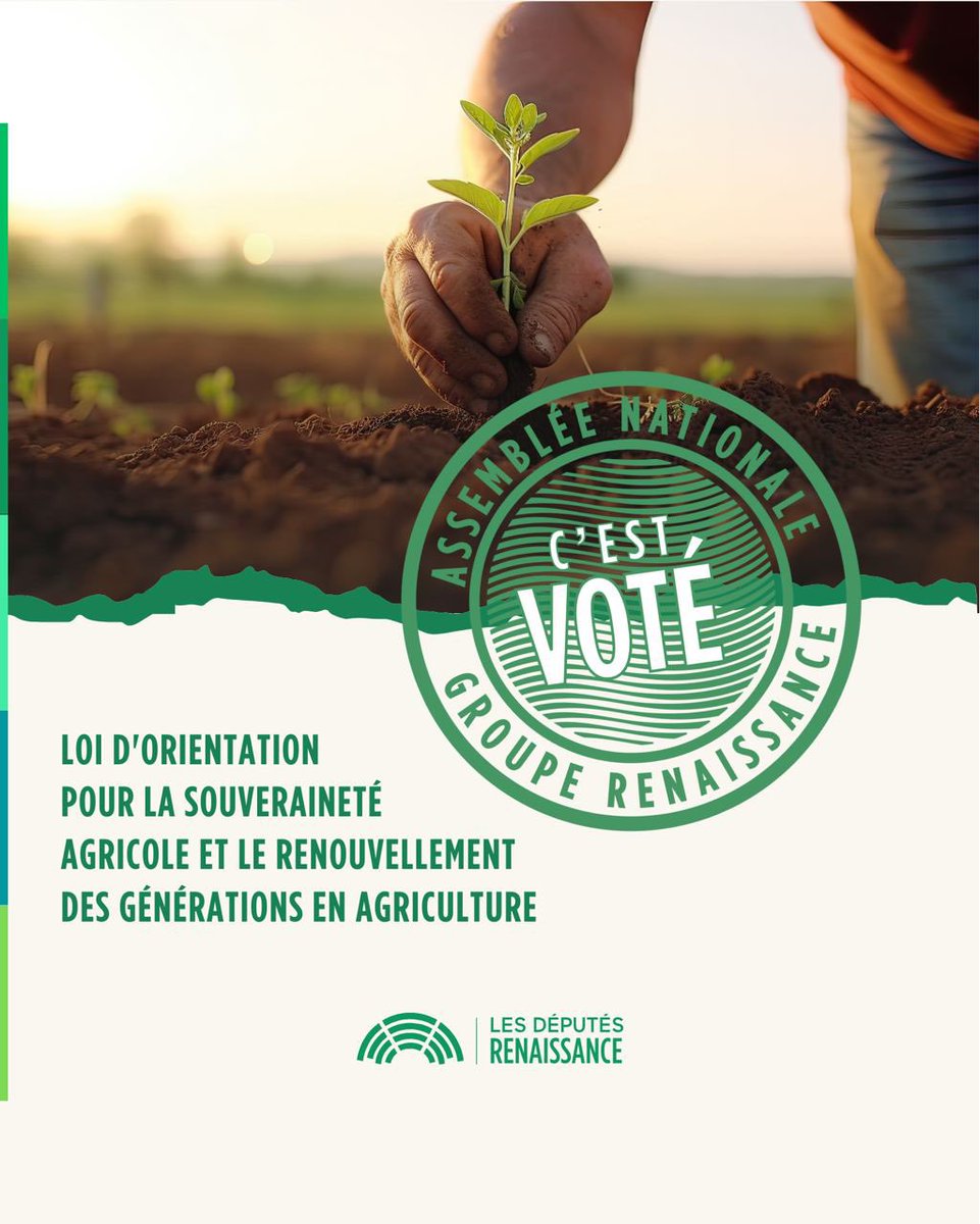 #DirectAN | Adoption du PJLOA 🚜

L’Assemblée nationale a adopté, hier soir, le projet de loi d'orientation pour la souveraineté agricole et le renouvellement des générations en agriculture. 
Je m’en félicite. 

❌ Carton rouge pour le FN, qui une fois encore a voté CONTRE ce