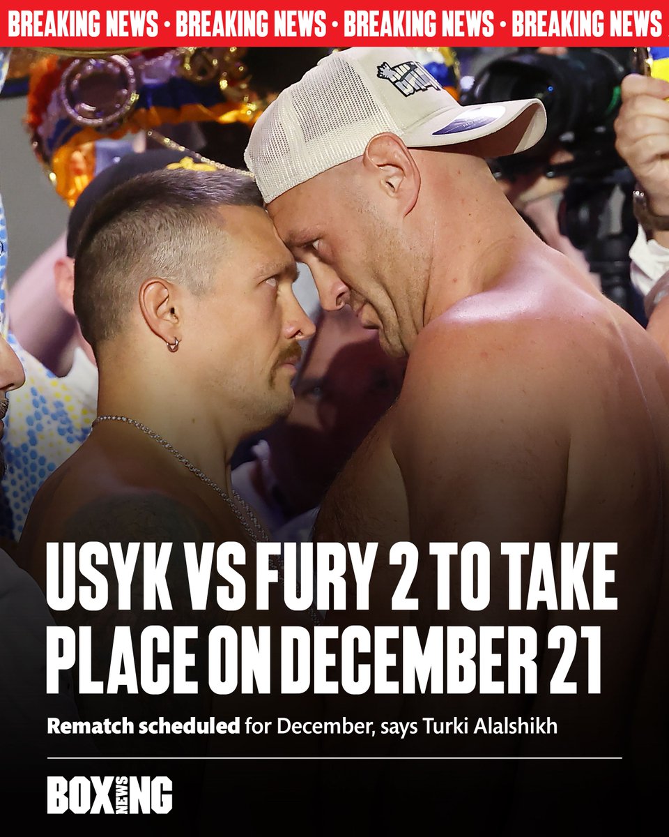 🚨 #UsykFury2 is now scheduled to take place on December 21 in Saudi Arabia.