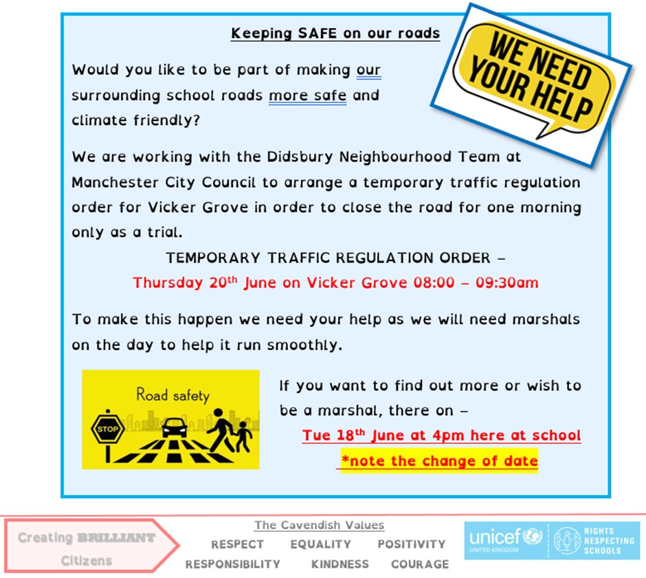 Be a part of improving the road safety around Cavendish by working with the local West Didsbury community - come along to the upcoming meeting...