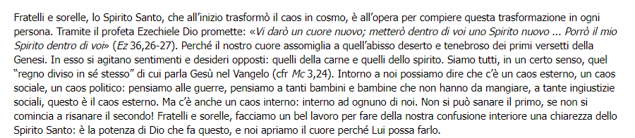 Vediamo lo scempio che del creato ha fatto e continua a fare l’umanità, soprattutto quella parte che ha maggiori capacità di sfruttamento delle sue risorse. San Francesco d’Assisi ci indica una via per tornare all’armonia dello Spirito: la via della contemplazione e della lode.